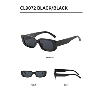 Clear Ant Rectangle Sunglasses for Women with UV400 Protection