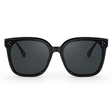 FEISEDY Sunglasses Womens, Oversized Retro Square Polarized Sunglasses, Trendy Shades UV400 B2901,Black/Grey