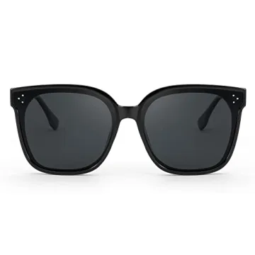 FEISEDY Sunglasses Womens, Oversized Retro Square Polarized Sunglasses, Trendy Shades UV400 B2901,Black/Grey