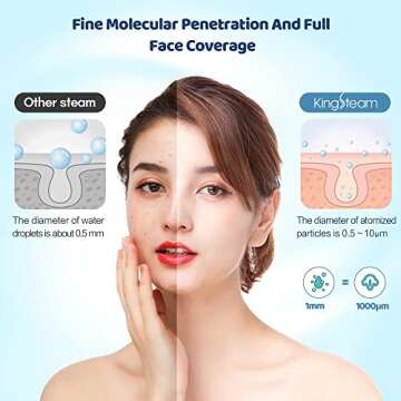 Nano Ionic Facial Steamer, Professional Facial Steamer for Deep Cleaning - Kingsteam Portable Facial Vaporizador, with Aromatherapy Kit and Blackhead Removal Tools, for Home Facial Sauna Spa (Blue)