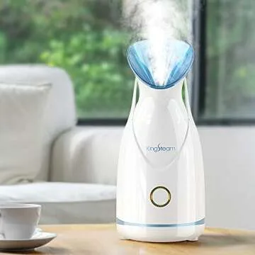 Nano Ionic Facial Steamer, Professional Facial Steamer for Deep Cleaning - Kingsteam Portable Facial Vaporizador, with Aromatherapy Kit and Blackhead Removal Tools, for Home Facial Sauna Spa (Blue)