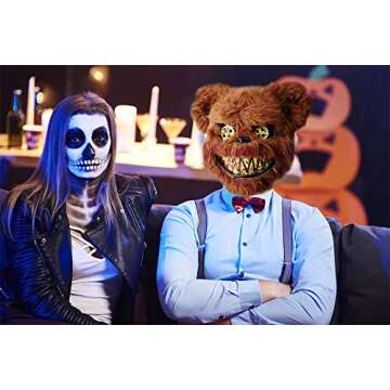 BESSEEK Halloween Scary Mask Bear Mask, Bloody Plush Animal Head Mask, Halloween Cosplay Costume Props Halloween Party for Adults and Teens (Brown)
