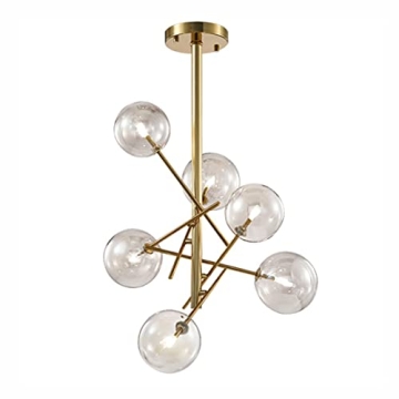 KCO Lighting Modern Sputnik Chandeliers 6 Light Bubble Chandelier Lighting Clear Glass Globe Chandel...