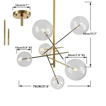 KCO Lighting Modern Sputnik Chandelier Clear Glass Design