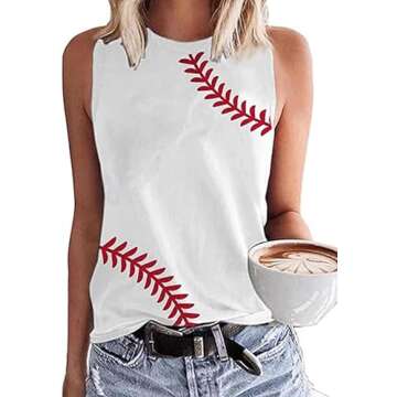 MHTOR Women's Baseball O-Neck Tank - Cute Summer Top