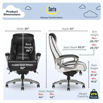 Serta Lautner Executive Office Chair Black & White Ergonomic
