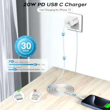 10Foot USB C Charger for iPhone 16 Charger, 2Pack Type C Charger Block Long 10FT USB C Cord Cable Fast Charging for iPhone 16/16 Pro/16 Plus/16 Pro Max/15/15 Pro/15 Plus/15 Pro Max/iPad Mini/iPad Pro