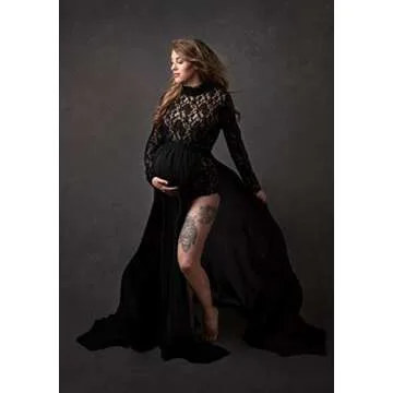 Stunning ZIUMUDY Long Sleeve Lace Maternity Gown for Photoshoot