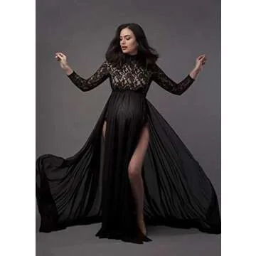 Stunning ZIUMUDY Long Sleeve Lace Maternity Gown for Photoshoot
