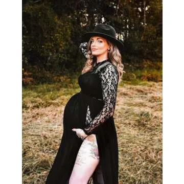 Stunning ZIUMUDY Long Sleeve Lace Maternity Gown for Photoshoot