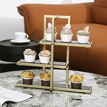 Elegant MyGift 3 Tier Marble Serving Stand