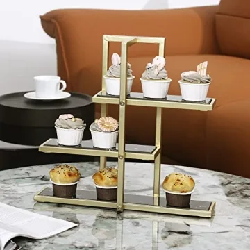 Elegant MyGift 3 Tier Marble Serving Stand