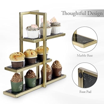 Elegant MyGift 3 Tier Marble Serving Stand