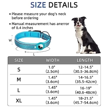 Reflective AirTag Dog Collar for Small Medium Large Dogs