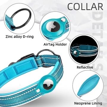 Reflective AirTag Dog Collar for Small Medium Large Dogs