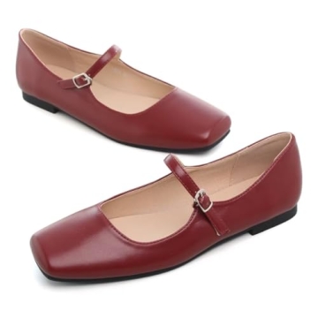 Women's Retro Square Toe Mary Jane Flats Comfortable Stylish