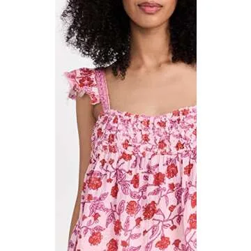 Free People Women's Nala Printed Babydoll Top, Lilac Combo, S