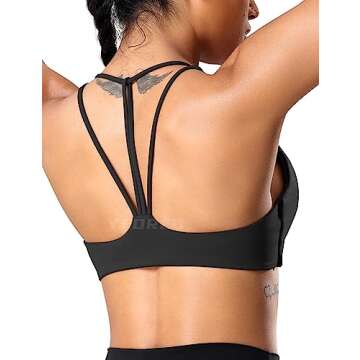 YEOREO Sports Bras for Women Padded Backless Workout Bra Karlena Low Impact Criss Cross Yoga Crop Tank Top