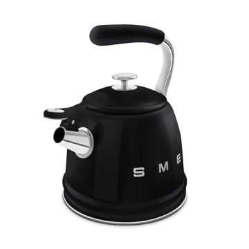 SMEG Retro Stovetop Whistling Kettle 2.4Q in Black
