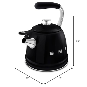 SMEG Retro Stovetop Whistling Kettle 2.4Q in Black