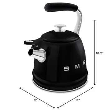 SMEG Retro Stovetop Whistling Kettle 2.4Q in Black