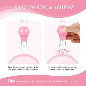 Frienda 4 Pieces Nipple Sucker Nipple Corrector Nipple Puller Women Breastfeeding Flat Inverted Nipple, Aspirator Nipples Retraction Nipples Silicone Cups for Mommy Girl (Pink)
