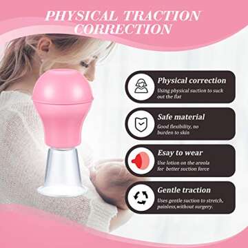 Frienda 4 Pieces Nipple Sucker Nipple Corrector Nipple Puller Women Breastfeeding Flat Inverted Nipple, Aspirator Nipples Retraction Nipples Silicone Cups for Mommy Girl (Pink)