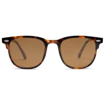 SOJOS Retro Vintage Square Polarized Sunglasses for Women Men UV Protection Lens TR90 Frame Sunglasses SJ2112, Tortoise Frame/Brown Lens