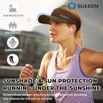 Sukeen Sports Sun Visor Men Women Lightweight Packable Cooling Stretchy Visor Hat for Running, Tenni...