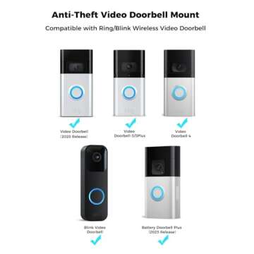 KMOUANTS Anti-Theft Doorbell Mount Compatible with Blink/Ring Wireless Video Doorbell and Battery doorbell Plus/Pro, No Drill Ring Doorbell Mount Holder Accessories for Houses, Apartments