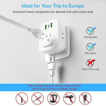 Vansoet 2-Pack European Travel Plug Adapter with USB-C