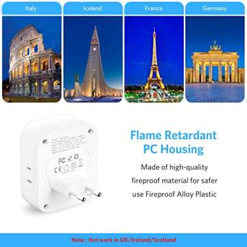 Vansoet 2-Pack European Travel Plug Adapter with USB-C