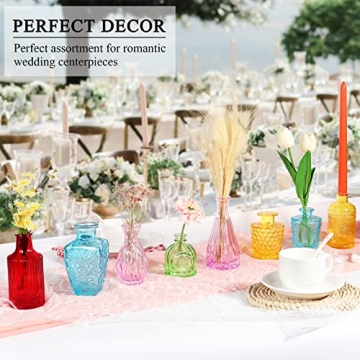 Colored Glass Bud Vase Set of 10 for Events and Gifts