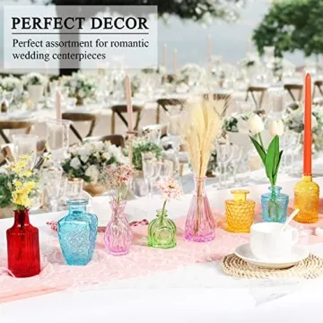 Colored Glass Bud Vase Set of 10 for Events and Gifts