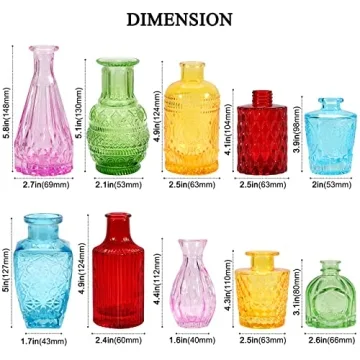 Colored Glass Bud Vase Set of 10 for Events and Gifts