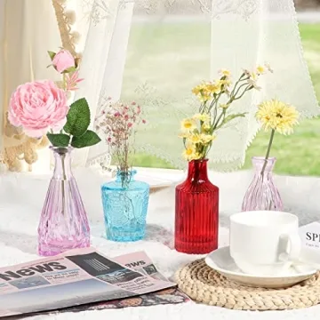 Colored Glass Bud Vase Set of 10 for Events and Gifts