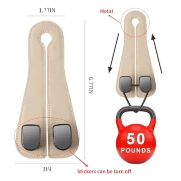 KAFANLIN Beige Car Headrest Hooks - 2 Pack for Bags