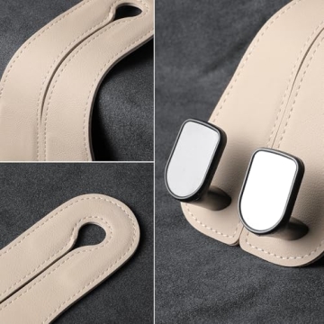 KAFANLIN Beige Car Headrest Hooks - 2 Pack for Bags