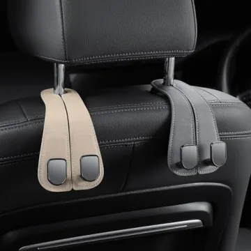 KAFANLIN Beige Car Headrest Hooks - 2 Pack for Bags