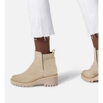 Trish Lucia Womens Platform Lug Sole Ankle Boots Chunky Block Heel Chelsea Boot Non-Slip Slip on Combat Fashion Booties