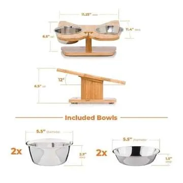 NibbleyPets Elevated Dog Bowl Stand with Stainless-Steel Food and Water Bowls (3 Pc. Set) | Stand-Up Eating and Drinking | Pet Friendly Ergonomic Design | Perfect for French Bulldogs, Pugs