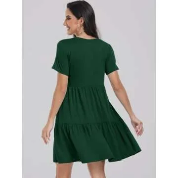 ANRABESS Women Summer Dress Short Sleeve Crewneck Mini Dress