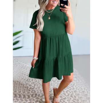ANRABESS Women Summer Dress Short Sleeve Crewneck Mini Dress