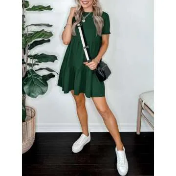 ANRABESS Women Summer Dress Short Sleeve Crewneck Mini Dress