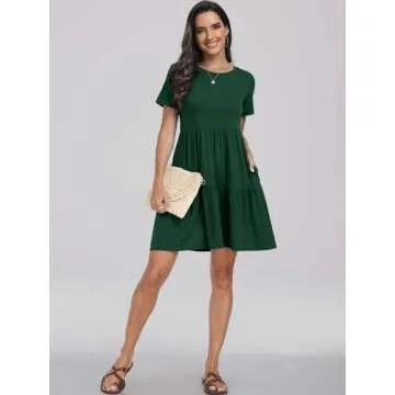 ANRABESS Women Summer Dress Short Sleeve Crewneck Mini Dress