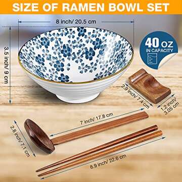 Elegant Geiserailie Japanese Ramen Bowls Set of 4