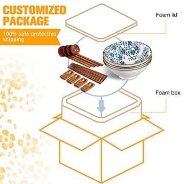 Elegant Geiserailie Japanese Ramen Bowls Set of 4