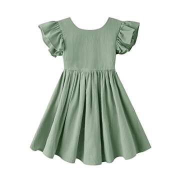 Dutebare Toddler Girls Dress Cotton Linen Ruffle Halter Sleeveless Kids Casual Summer Beach Party Dr...