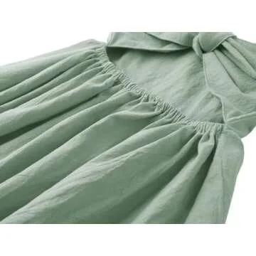 Dutebare Toddler Girls Cotton Linen Ruffle Dress for Summer