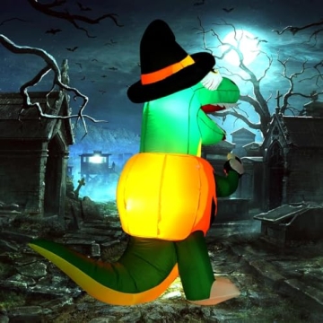 Bosvell 6 FT Inflatable Pumpkin Dinosaur for Halloween Decor